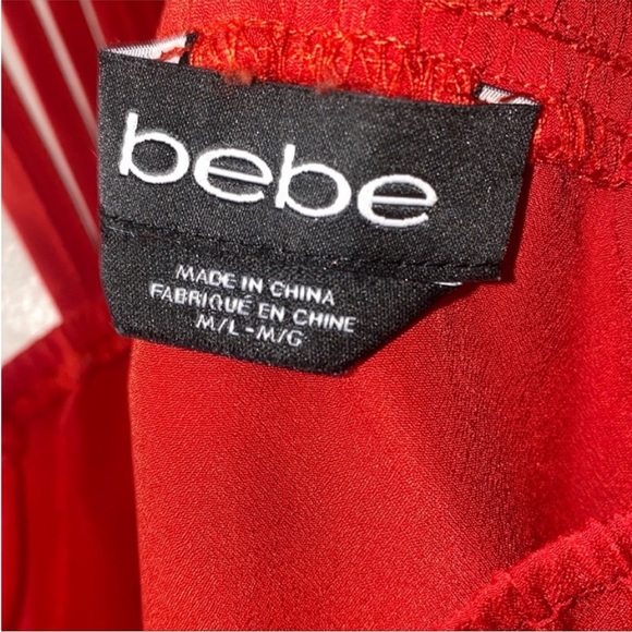 Bebe Red Peplum Halter Top with Fringe Front Detail - Picture 9 of 12